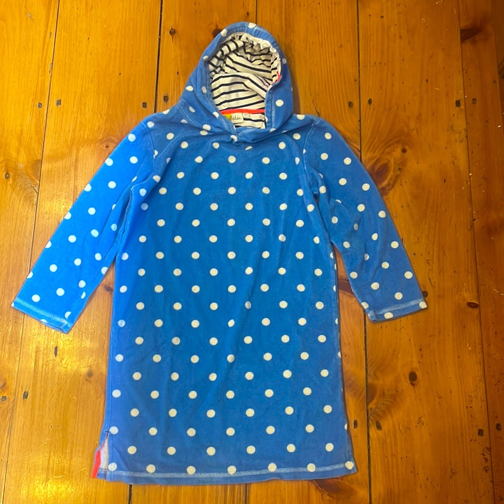 Mini Boden Polka dot shark swim cover up kids girls size 9-10 year